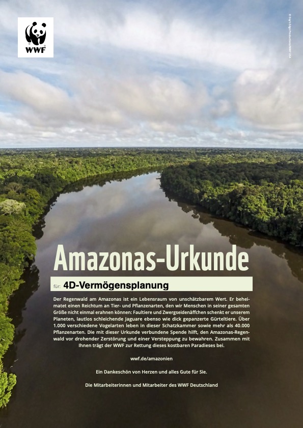 4D-Vermögensplanung spendet für die Rettung des Amazonas